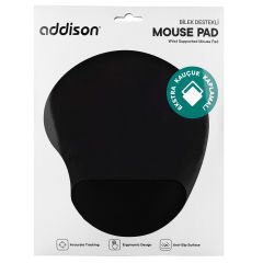 Addison 300152 Siyah Bileklikli Ekstra Kauçuk Kaplamalı Mouse Pad