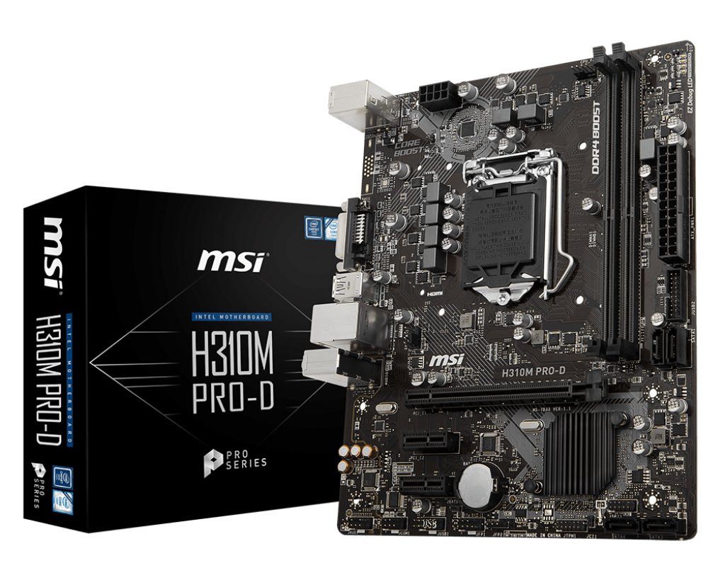 Msi intel H310M PRO-D Anakart - 1151 Soket Ddr4 2666MHz Dvi Sata 6Gb/s Usb3.1 mATX