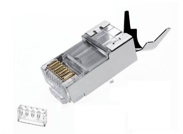 Qport Q-J710M Cat7 Metal Konnektör - 10 Adet Rj47 Cat7 Konnektör ve Ayraç