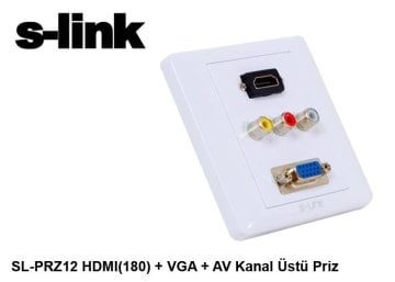 S-link SL-PRZ12 HDMI(180) + VGA + AV Kanal Üstü Priz