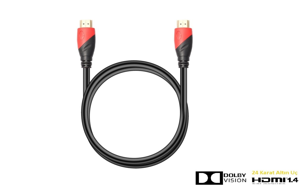 Hytech HY-HDM5 Hdmi to Hdmi 5m Altın Uçlu Hdmi Kablo - 100 Mbps Ethernet Destekli 3D ve 4K Yayın Uyumlu Dolby Ses İletimli 1.4 Seri