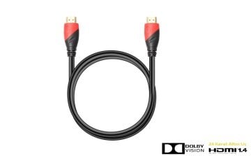 Hytech HY-HDM5 Hdmi to Hdmi 5m Altın Uçlu Hdmi Kablo - 100 Mbps Ethernet Destekli 3D ve 4K Yayın Uyumlu Dolby Ses İletimli 1.4 Seri