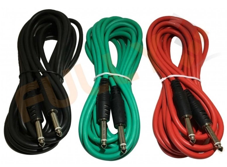 G526E - 6,3mm Ses, Anfi, Mikrofon  Mono Kablo 5mt Kırmızı,Siyah,Yeşil