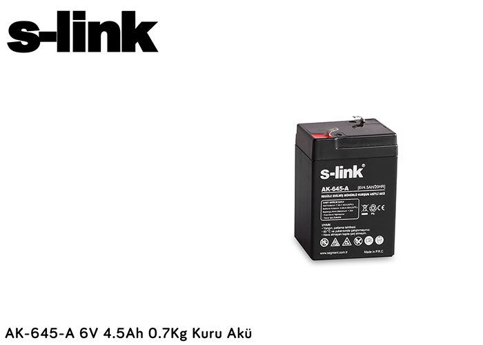 S-Link 6 Volt 4.5 Amper Kuru Akü (Ak-645-A)