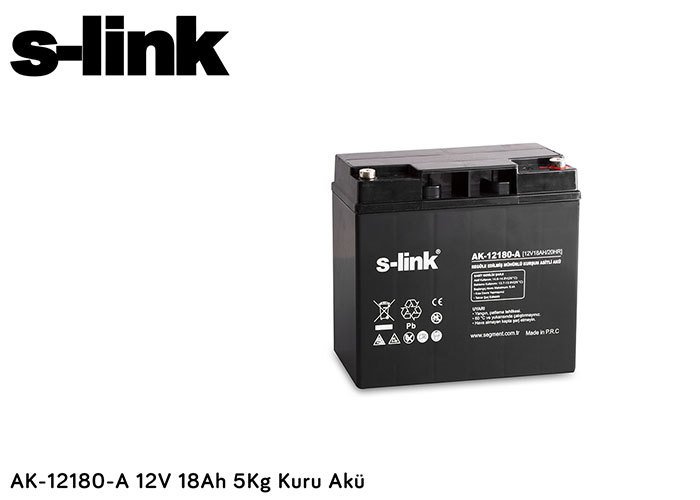 S-Link 12 Volt 18 Amper Kuru Akü (Ak-12180-A)