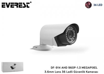 Everest DF-914 AHD 960P-1.3 MEGAPIXEL 3.6mm Lens 36 Ledli Güvenlik Kamerası