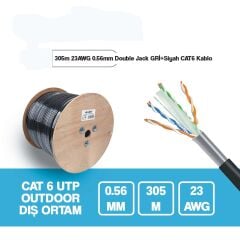 Hytech HY-CAT619 305m Gri/Siyah 0,51mm 23awg UTP CAT6 Dış Ortam Kablosu