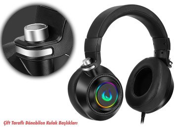 Rampage RM-K20 AMAZE Siyah USB 7.1 Noice Cancelling Mic RGB Ledli Gaming Oyuncu Mikrofonlu Kulaklık
