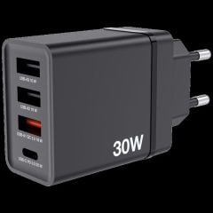 49700 CHR-30EU1 USB CHARGER 30W WITH 1 X USB-C PD 20 W/1XUSB-A QC 3.0/2 XUSB