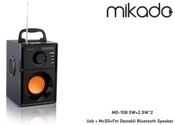 Mikado MD-10B 5W+2.5W*2 Usb + McSD+Fm Destekli Bluetooth Speaker