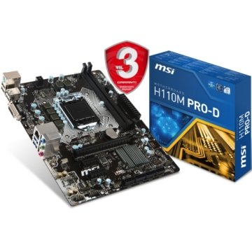 Msi H110M PRO-D DDR4 2133MHz S+V+GL 1151 (mATX)  DVI Anakart