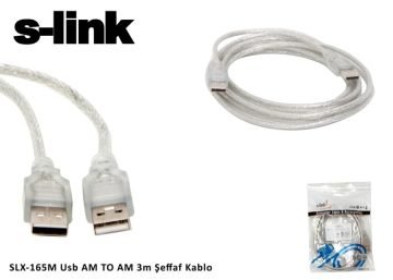 S-link SL-165M Usb AM TO AM 3m Şeffaf Kablo