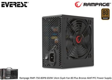 Rampage RMP-750-80PB 750W 14cm Siyah Fan 80 Plus Bronze Aktif PFC Power Supply