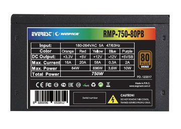 Rampage RMP-750-80PB 750W 14cm Siyah Fan 80 Plus Bronze Aktif PFC Power Supply