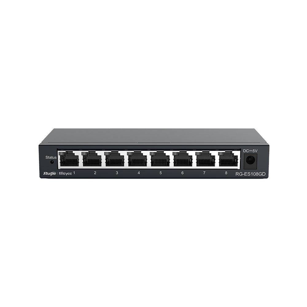 Reyee RG-ES108D 8 Portlu, 10/100 Fast Ethernet, Tak Çalıştır Switch, Metal