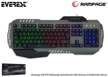 Rampage KB-R79 7 Işıklı Metal Kasa Ergonomik Pedli Oyuncu Klavyesi
