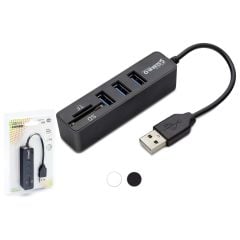 HADRON HDX7009 USB HUB COMBO 3PORT USB+SD/TF CARD READER SİYAH 1TB 480MBPS SİYAH