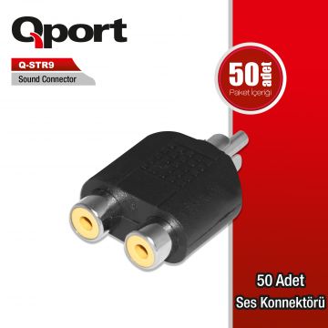 Q-STR9 RCA ERKEK / 2 RCA DİŞİ ADAPTÖR