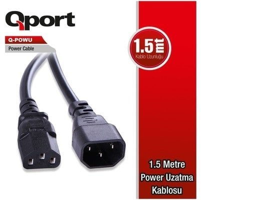 Qport Q-Powu Power Kablo Uzatıcı - 1.5Mt Erkek Dişi Uç Power Extension