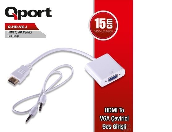 Qport Q-Hd-Vgj Hdmi to Vga Çevirici - Ses Destekli Vga Çevirici