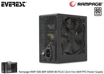 Rampage RMP-500-80P 500W 80 PLUS 12cm Fan Aktif PFC Power Supply