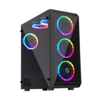 Frisby COAX Dual Ring Aura Sync RGB 650W Gaming Kasa - Tempered Cam
