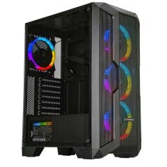 Rampage REACTION Temper Camlı Siyah 4 Adet Rainbow Fanlı Gaming Oyuncu Kasası Power Yok