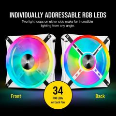 CORSAIR CO-9050106-WW QL140 RGB 140 MM DORT RGB RENK DONGULU BEYAZ PWM FAN LIGHTING NODE CORE KONTROLCU ILE BIRLIKTE 2 LI PAKET