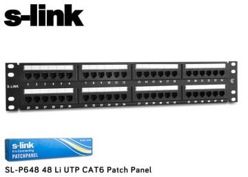 S-Link SL-P648 48' li UTP CAT6 Dolu Patch Panel