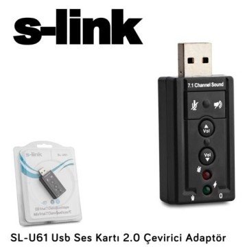 S-link SL-U61/HY-U717 Harici 7.1 Surround Usb Ses Kartı...Ses Kartı Olmayan Usb 2.0 Çıkışlı Aygıtınızdan Profesyonel 3d 7.1 Surround Sesi Kulaklığınızdan Hoparlörünüzden Dinlemenizi Sağlar
