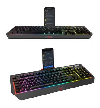Rampage KB-R105 EXHERO Full RGB Ledli Outemu Blue Switch 5 Makro Tuşlu Standlı Gaming Oyuncu Klavyesi