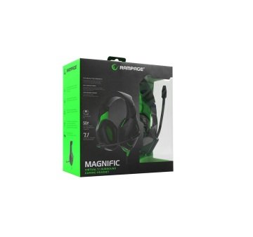 Rampage RM-K7 MAGNIFIC Siyah/Yeşil 7.1 Surround Sound System USB Mikrofonlu Oyuncu Kulaklığı