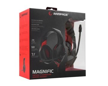 Rampage RM-K7 MAGNIFIC Siyah/Kırmızı 7.1 Surround Sound System USB Mikrofonlu Oyuncu Kulaklığı