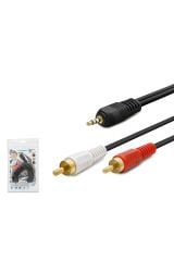 HADRON HDX1024 3.5MM (M) TO 2RCA (M) KABLO 2LINE GOLD 1.5M SİYAH