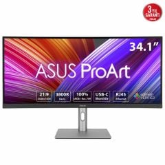 ASUS PA34VCNV CURVED 34.1 3800R VA 3440X1440 (WUHD) 21:9 60HZ 5MS CALMAN VERİFİED USB-C DOCKİNG PD 96W RJ45 ERGONOMİC STAND GREEN SUSTAİNABİLİTY