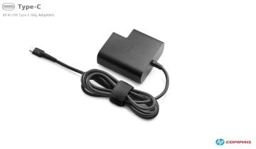 Compaxe CLH-363 Hp Compaq Notebook Şarj Aleti 45 W Usb-C Adaptör... Yüksek Verimli 20V 2.25A / 15V 3A / 9V 3A / 5V 3A Type  C Konnektörlü Kolay Taşınabilir Tasarım Universal Hp 45 W Type-C Ac Adaptör