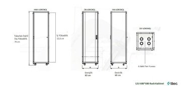 Ttec Business 19'' 12U 600x600 Rack Kabinet Blueline - Formrack Kabinet Üretim Rohs Sertifikalı