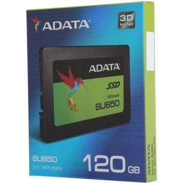 Adata Ultimate SU650 120GB 2.5'' SSD...540/450/s Yüksek Hızlı 3D Nand ve ECC Teknolojili Özel Yazılım Destekli Adata Ssd
