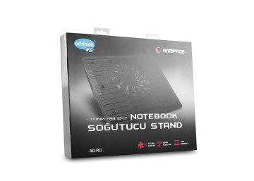 Addison Rampage AD-RC1 Siyah 200mm Fan 12-17 Notebook Soğutucu Stand