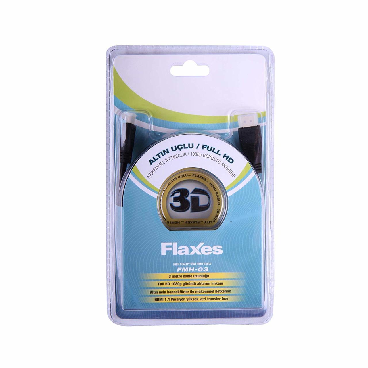 Flaxes FMH-03 Mini Hdmi to Hdmi 3MT 1,4Vr Altın Uç %100 Bakır Blister Kutu