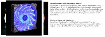Gamepower GF-12B Ultra Silent 12cm Mavi Ledli Kasa Fanı...Çok Daha Sessiz 16db Çalışma Özellikli 1200 Devir/Dk. Hızlı Ultra Sessiz Kasa Fanı