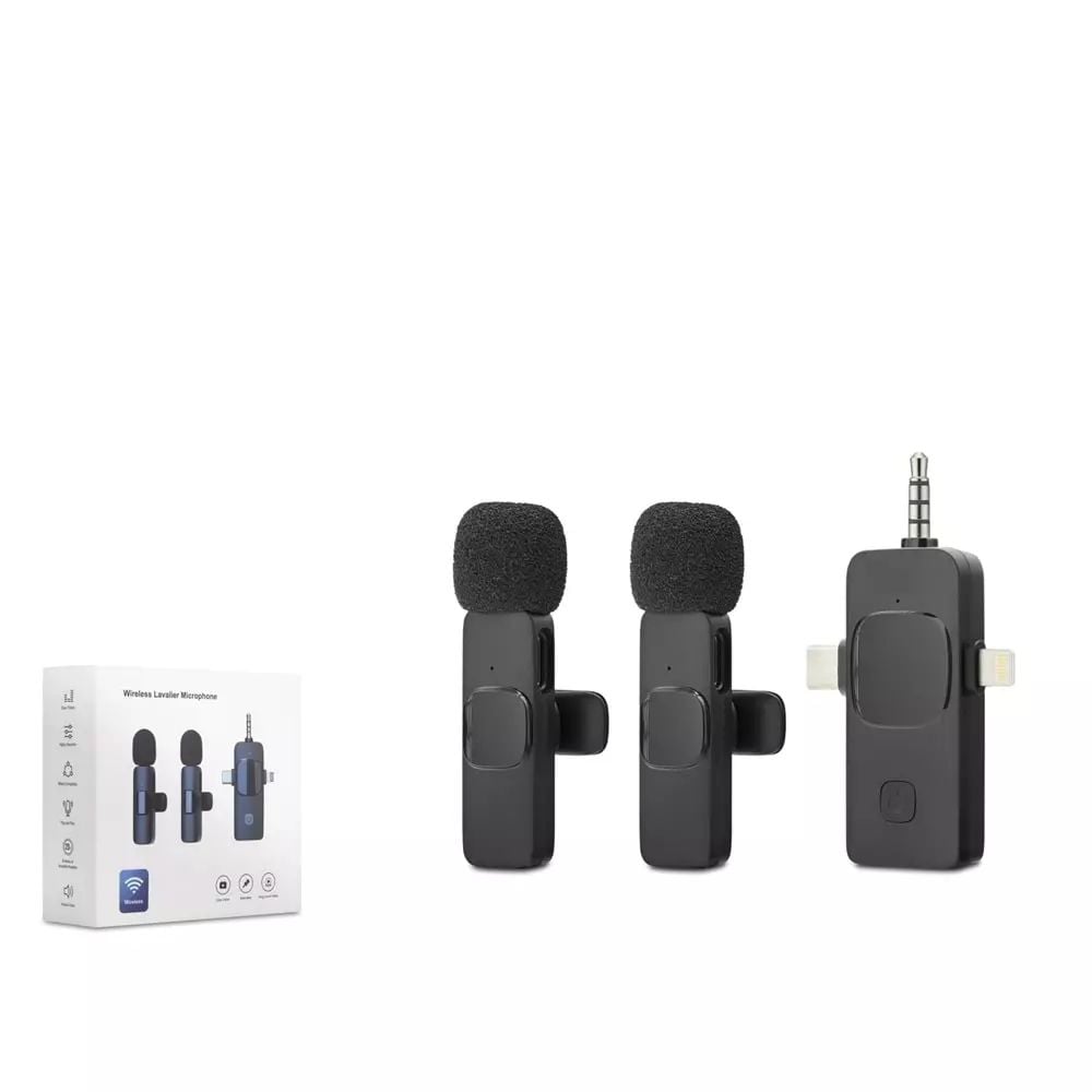 HADRON HDX2782 KABLOSUZ ÇİFT MİKROFON 3.5MM + TYPE-C + LIGHTNING SİYAH