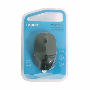 RAPOO 18048 M300,1600DPI,Çok Modlu,Sessiz Tıklama Özellikli Kablosuz Mouse,Koyu Gri