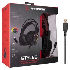 Rampage STYLES Siyah USB 7.1 Version RGB Oyuncu Mikrofonlu Kulaklık