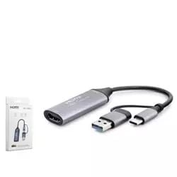 HADRON HDX7844 HDMI (IN) TO TYPE-C + USB (OUT) VIDEO CAPTURE 4K 30HZ GRİ