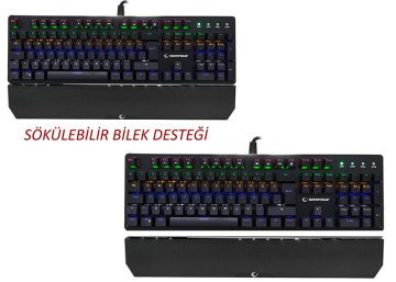 Rampage KB-R81 Blue Switch Gökkuşağı Ledli RGB Şeritli Metal Yüzey Mekanik Gaming Oyuncu Klavye