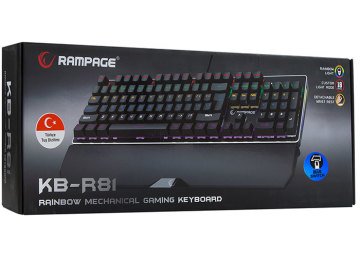 Rampage KB-R81 Blue Switch Gökkuşağı Ledli RGB Şeritli Metal Yüzey Mekanik Gaming Oyuncu Klavye