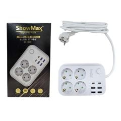 SHOWMAX SH4629 TERMAL AKIM KORUMALI 4*PRİZ + 4*USB + 2*TYPE-C 2M BEYAZ