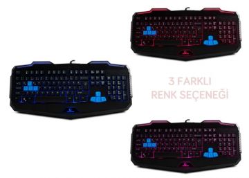 Rampage KM-R10 Siyah Usb 3 Farklı Ledli Gaming Q Multimedia Klavye + Mouse Set