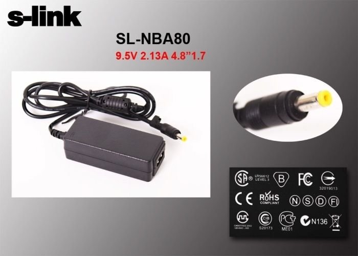 S-link SL-NBA80 22W 9.5V 2.315A 4.8*1.7 Asus Netbook Standart Adaptör